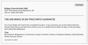 Tire and Brake 30 Day Price Match Guarantee