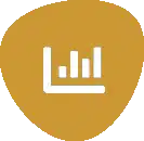 Yellow circular background with a white bar chart icon, featuring four ascending bars on a horizontal axis.