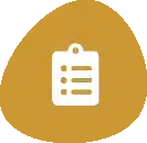 White clipboard icon with a checklist on a mustard yellow background.