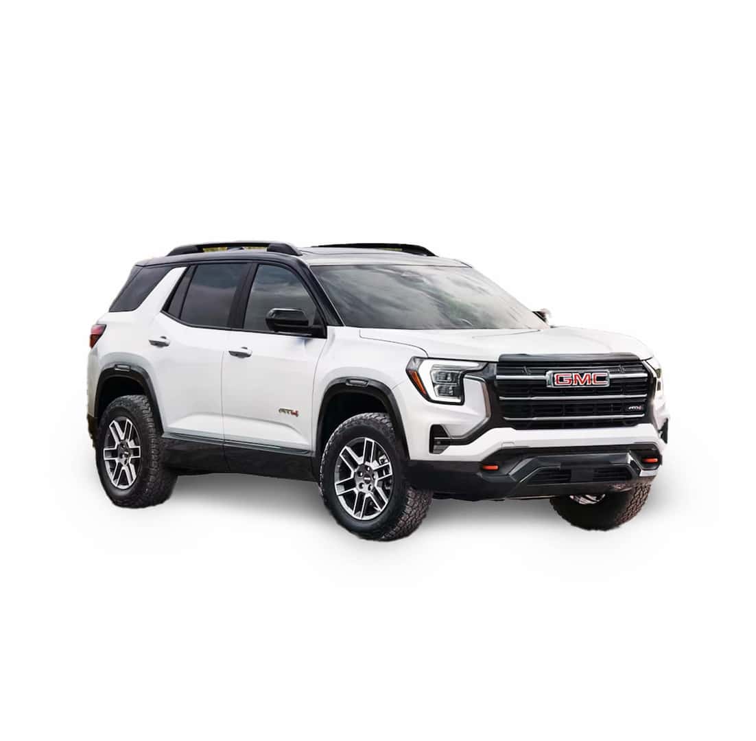 White SUV with a sleek design, featuring a black roof and accents. The vehicle has modern, sharp headlights and alloy wheels, with a prominent grille displaying the brand logo. The car is photographed in a studio setting.