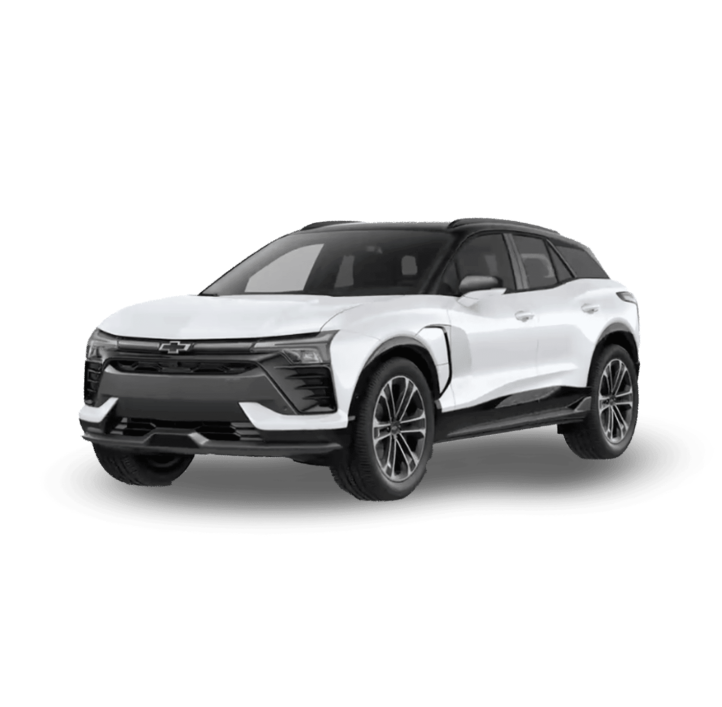 A white SUV with a sleek and modern design, featuring black accents on the front grille, roof, and wheel arches. It has distinct LED headlights and alloy wheels, set against a plain white background.