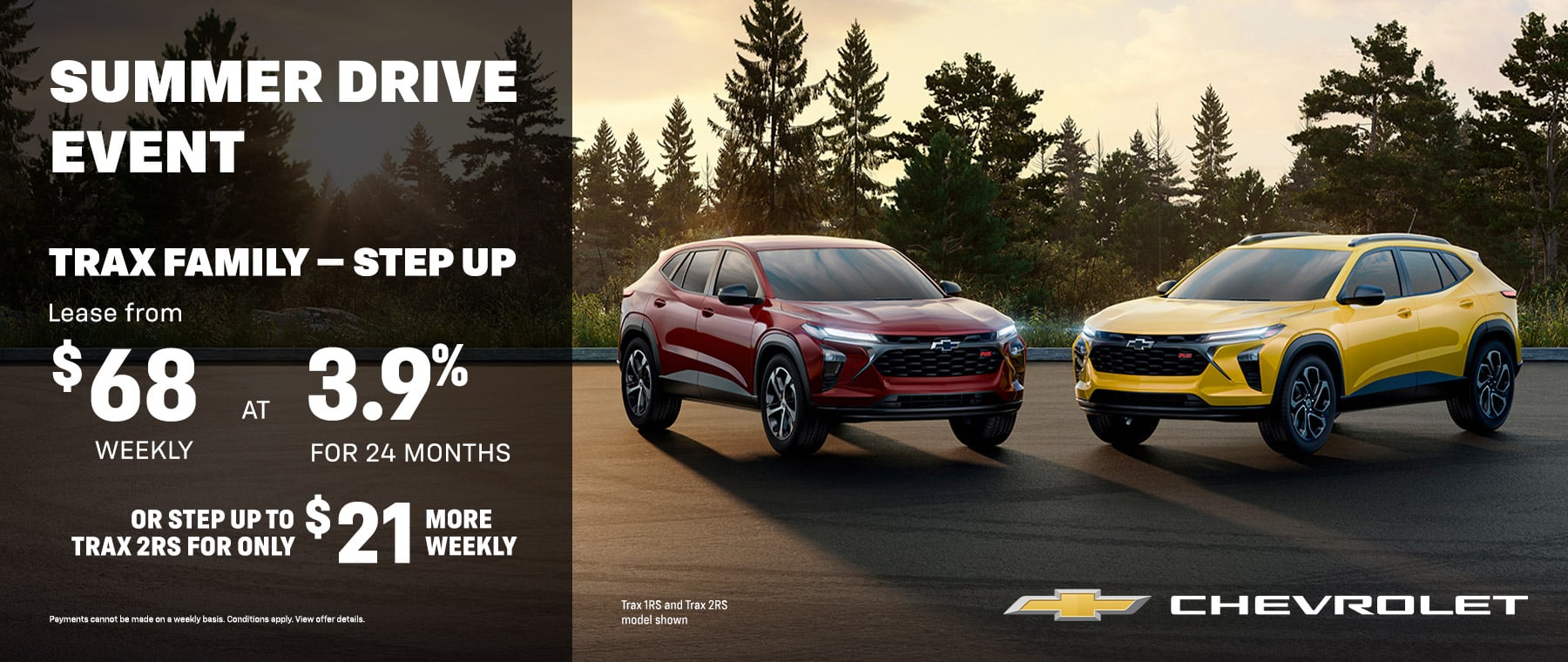Yellow Chevrolet Trax ad with urban background, offering $250 gift card and Prize Mountain reward. Shop now.
