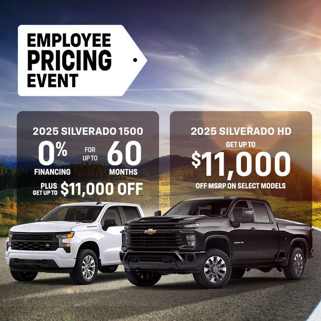 Advertisement for a summer adventure pre-owned vehicle sales event, featuring three cars in the foreground, scenic backgrounds, and text stating prices start at $20,446 and a chance to win a prize with each purchase.