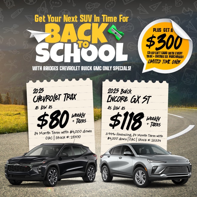 Advertisement for a summer adventure pre-owned vehicle sales event, featuring three cars in the foreground, scenic backgrounds, and text stating prices start at $20,446 and a chance to win a prize with each purchase.
