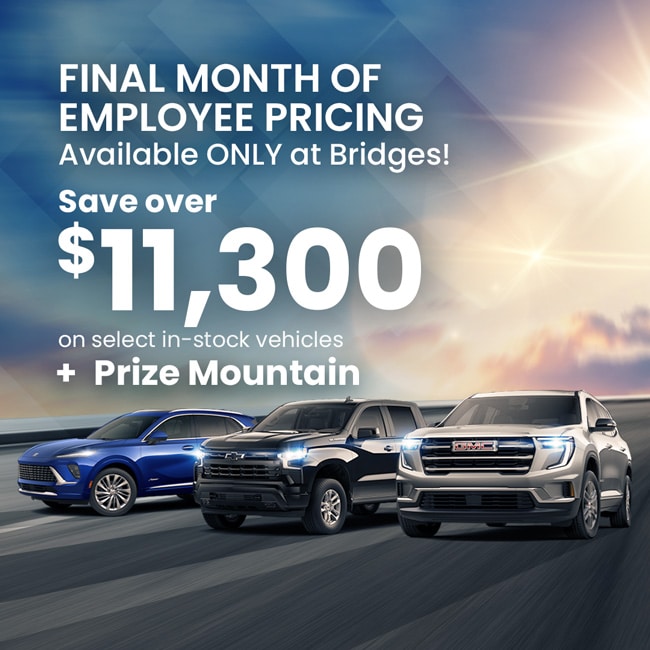 Advertisement for a summer adventure pre-owned vehicle sales event, featuring three cars in the foreground, scenic backgrounds, and text stating prices start at $20,446 and a chance to win a prize with each purchase.