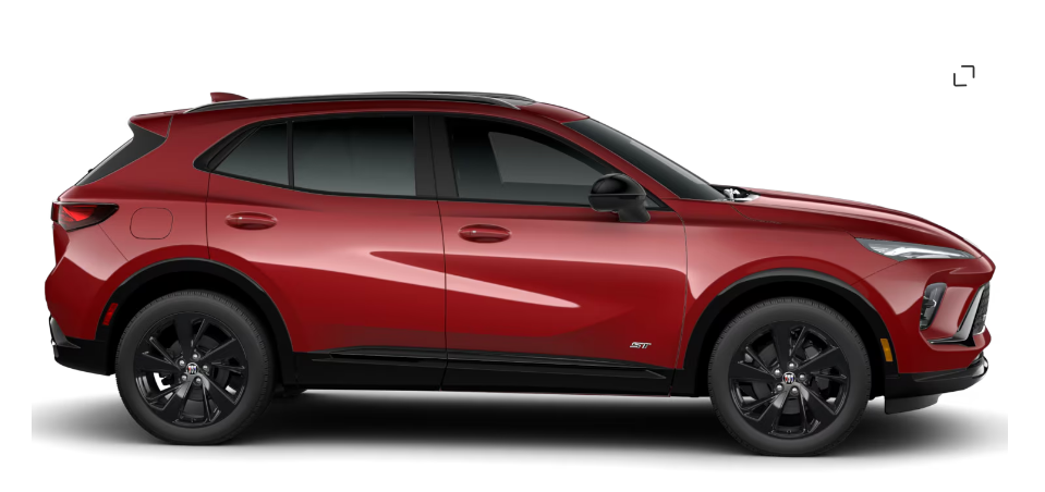 Red SUV with sleek design and black wheels, viewed from the side on a white background.